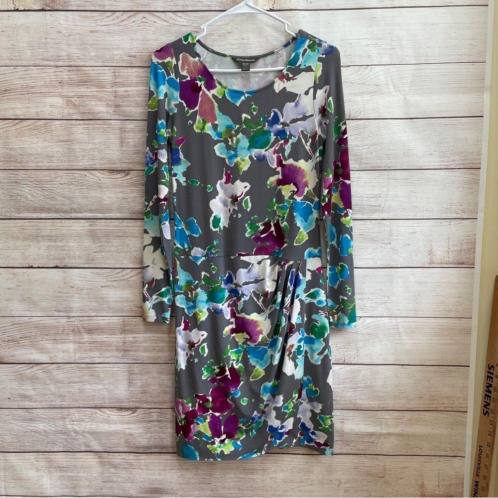 TOMMY‎ BAHAMA FAUX WRAP DRESS IN WATERCOLOR FLORAL PRINT